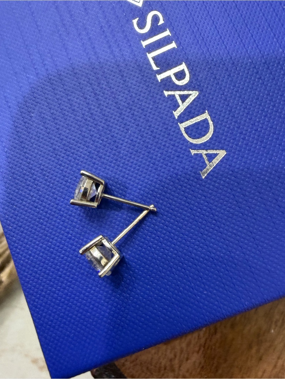 Silpada Silver Clear Cubic Zirconia Stud Earrings - Picture 2 of 4